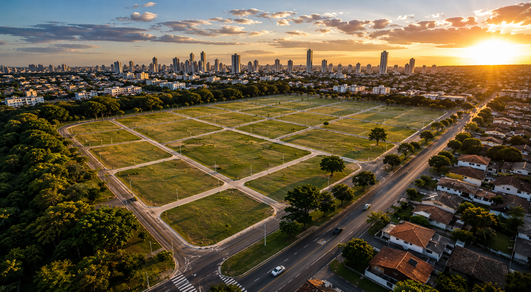 Loteamento com área disponível ao pôr do sol